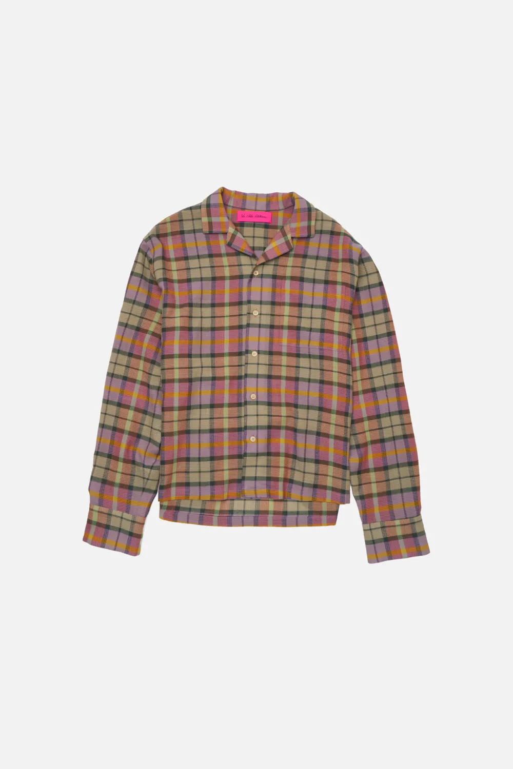 The Elder Statesman Burnout Plaid Camp Shirt LS
