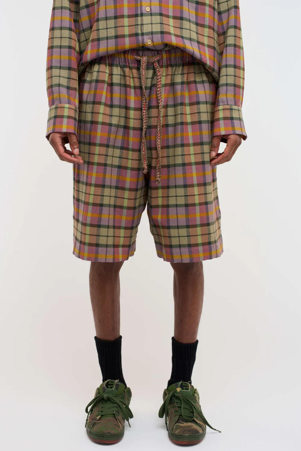 The Elder Statesman Burnout Plaid Raver Short