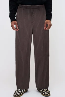 The Elder Statesman Chalkstripe Flat Front Trouser