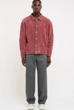 The Elder Statesman Chenille Pool Stripe Button-Up