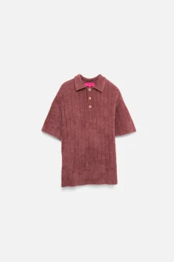 The Elder Statesman Chenille Rib Short-Sleeved Polo