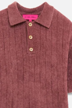 The Elder Statesman Chenille Rib Short-Sleeved Polo