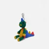 The Elder Statesman Crochet Dinosaur Keychain Charm