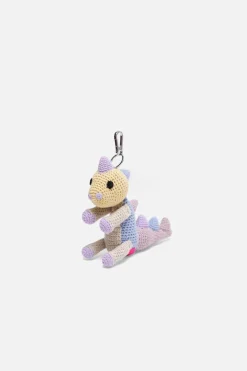 The Elder Statesman Crochet Dinosaur Keychain Charm