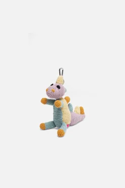 The Elder Statesman Crochet Dinosaur Keychain Charm