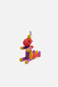 The Elder Statesman Crochet Dinosaur Keychain Charm