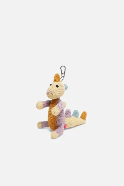 The Elder Statesman Crochet Dinosaur Keychain Charm