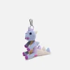 The Elder Statesman Crochet Dinosaur Keychain Charm