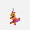 The Elder Statesman Crochet Dinosaur Keychain Charm