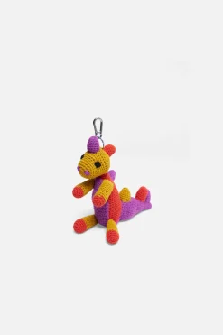The Elder Statesman Crochet Dinosaur Keychain Charm