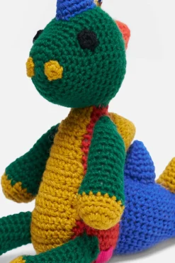 The Elder Statesman Crochet Dinosaur Keychain Charm