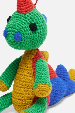 The Elder Statesman Crochet Dinosaur Keychain Charm