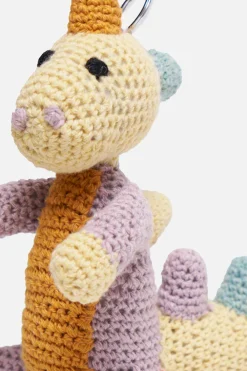 The Elder Statesman Crochet Dinosaur Keychain Charm