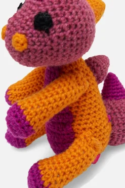 The Elder Statesman Crochet Dinosaur Keychain Charm