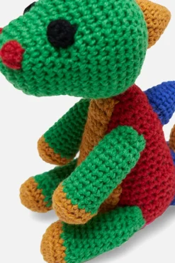 The Elder Statesman Crochet Dinosaur Keychain Charm