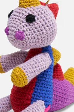 The Elder Statesman Crochet Dinosaur Keychain Charm