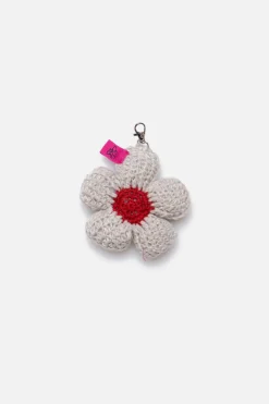 The Elder Statesman Crochet Flower Bud Keychain Charm