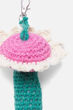 The Elder Statesman Crochet Flower Stem Keychain Charm