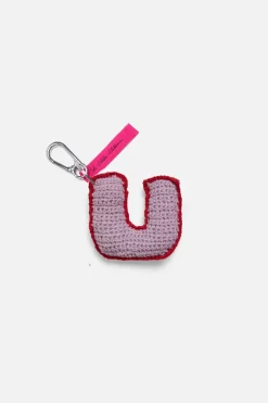 The Elder Statesman Crochet Letter Keychain Charm