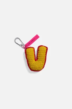 The Elder Statesman Crochet Letter Keychain Charm