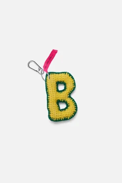 The Elder Statesman Crochet Letter Keychain Charm