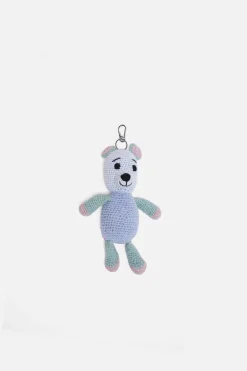 The Elder Statesman Crochet Teddy Bear Keychain Charm