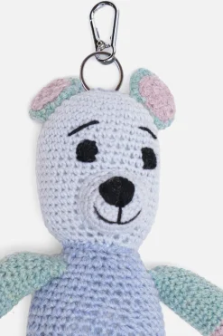 The Elder Statesman Crochet Teddy Bear Keychain Charm