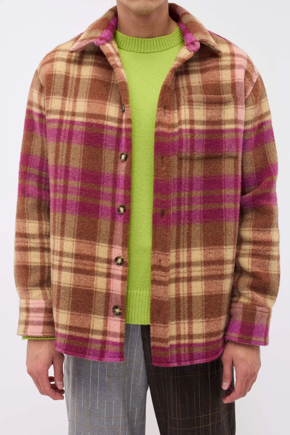 The Elder Statesman Felt Check Overshirt