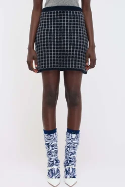 Women The Elder Statesman Grid Stitch Skirt