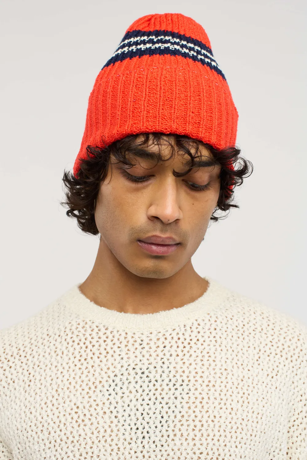 The Elder Statesman Nora Rollie Stripe Beanie