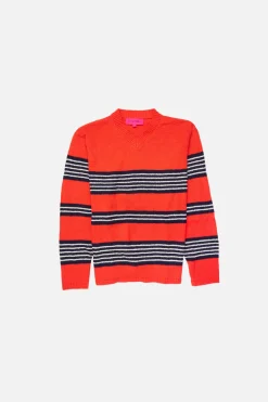The Elder Statesman Nora Rollie Stripe V-Neck