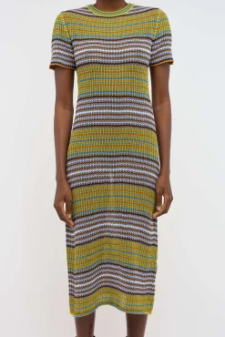 Women The Elder Statesman Nova Net Stripe Midi Dress