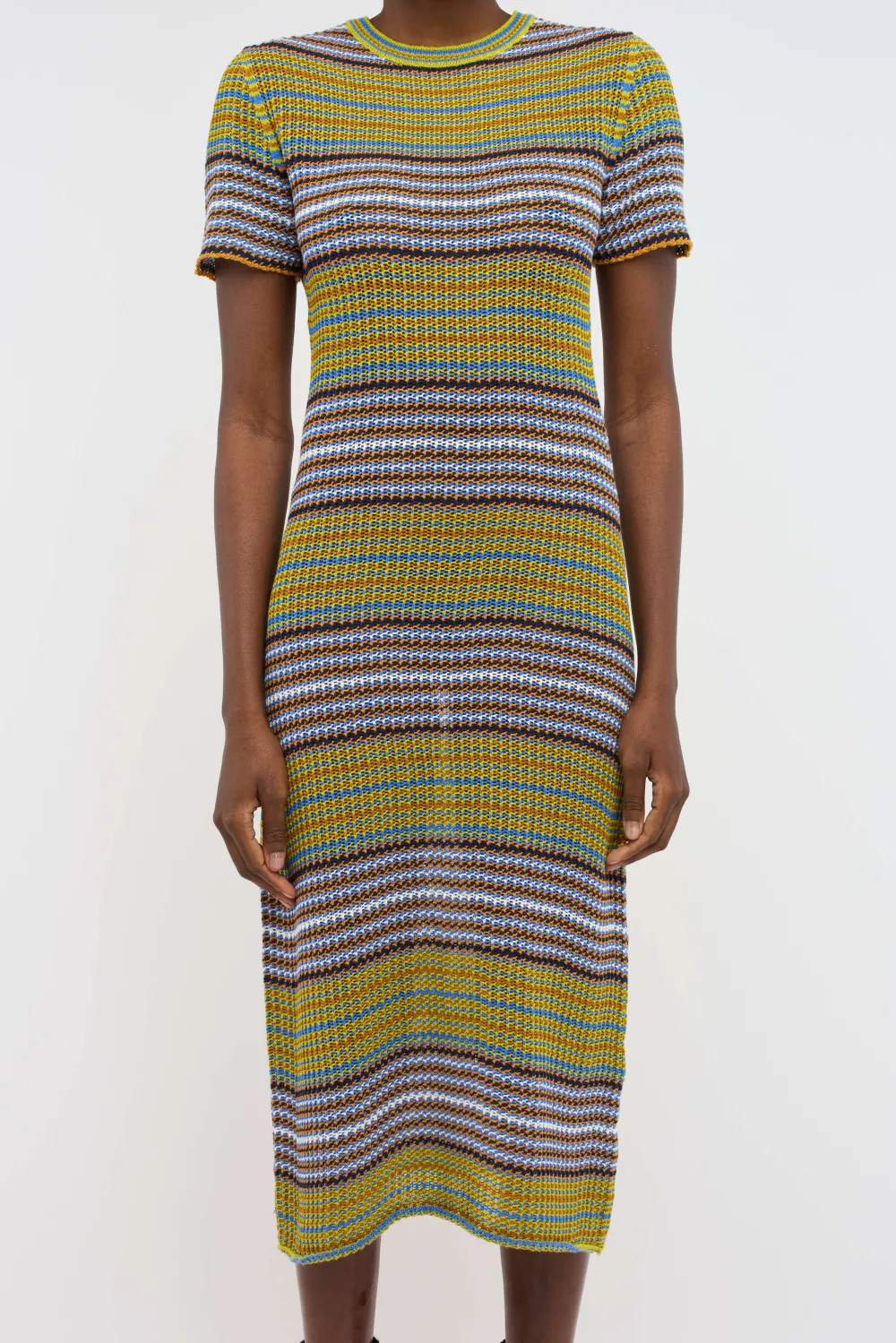 Women The Elder Statesman Nova Net Stripe Midi Dress