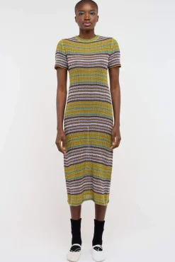Women The Elder Statesman Nova Net Stripe Midi Dress