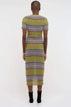 Women The Elder Statesman Nova Net Stripe Midi Dress