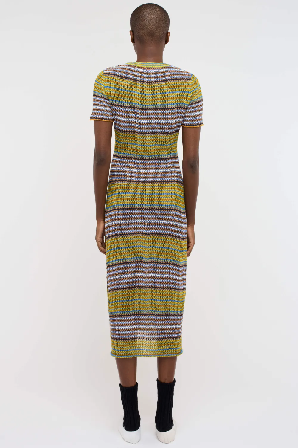 Women The Elder Statesman Nova Net Stripe Midi Dress