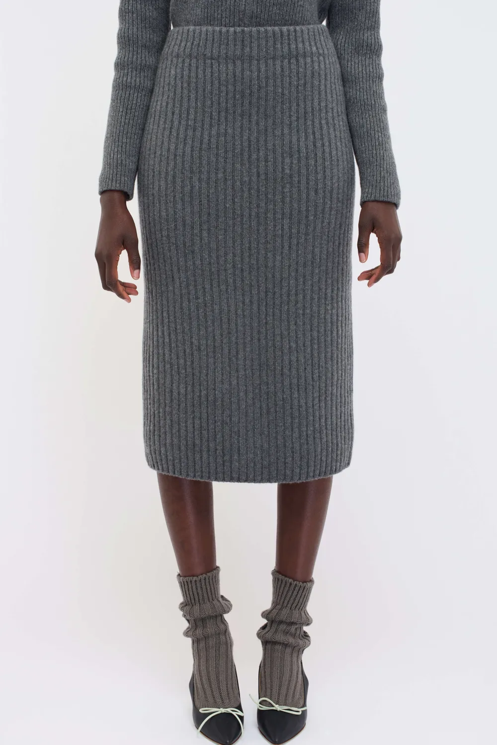 Women The Elder Statesman Ribbed Pencil Skirt