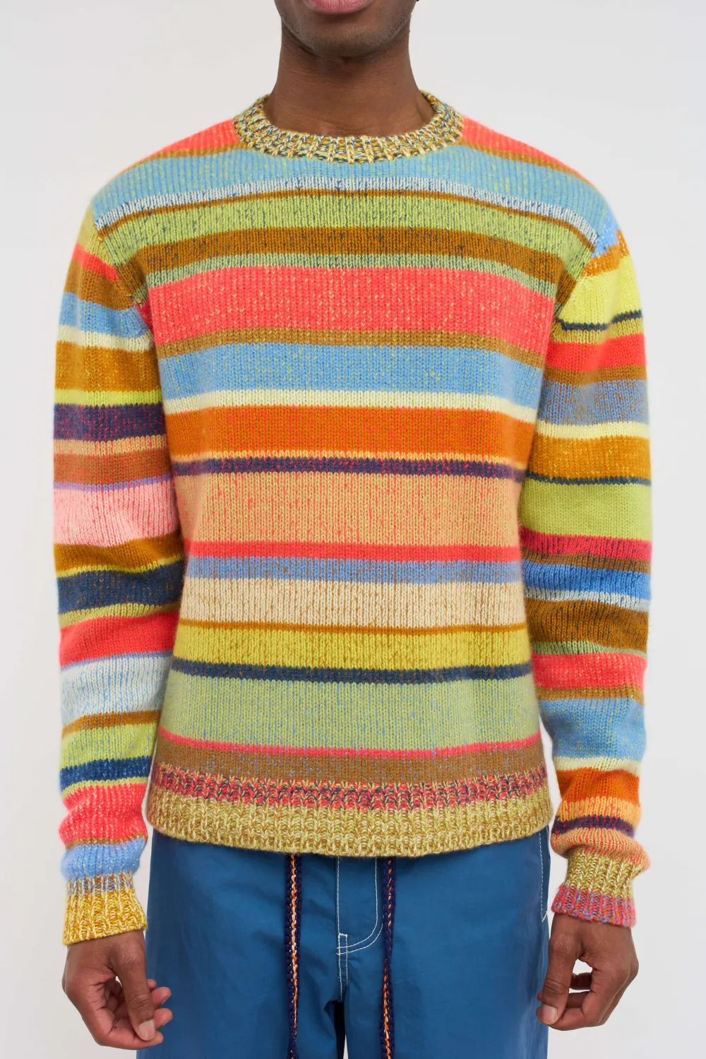 The Elder Statesman Stripe Super Soft Crew