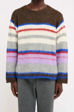 The Elder Statesman Thistle Nightcap Stripe Crew