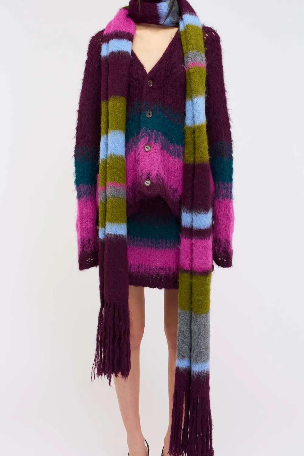 The Elder Statesman Thistle Stripe Giant Scarf