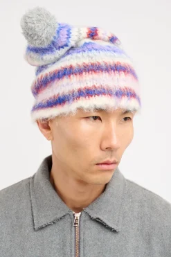 The Elder Statesman Thistle Vineyard Stripe Beanie