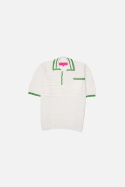 The Elder Statesman Waffle Knit Scally Polo
